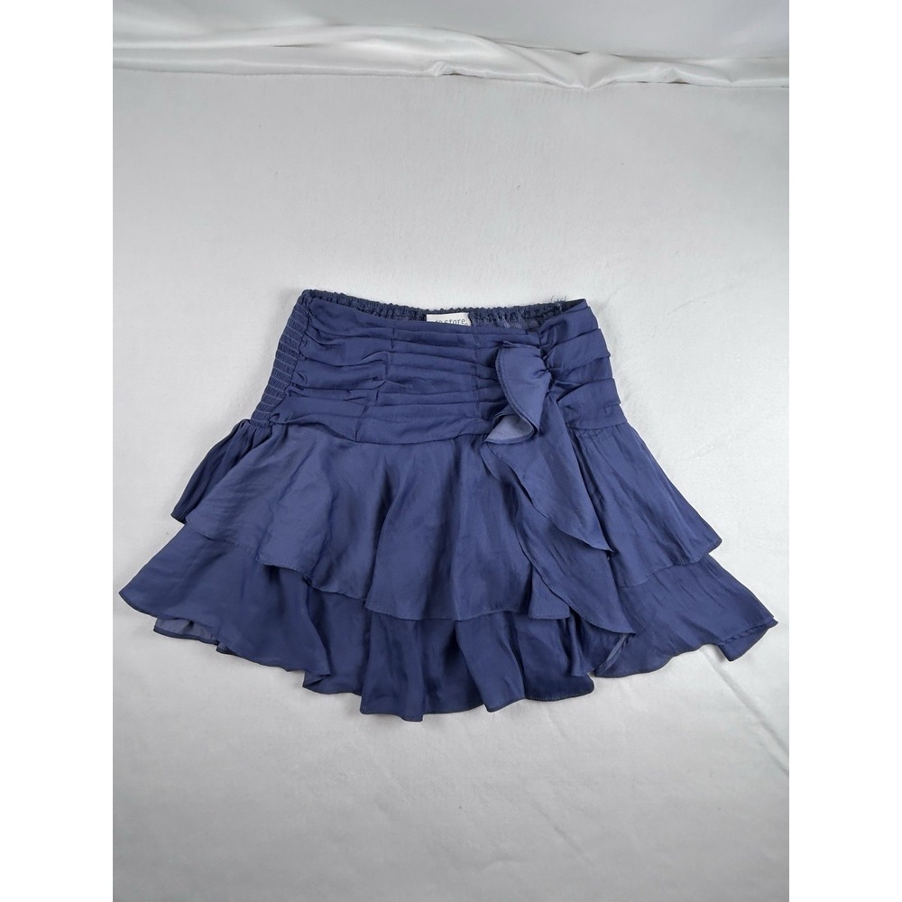 Women's Blue Tiered Skirt Built in shorts S Smocked Waist Flirty The Pants Store